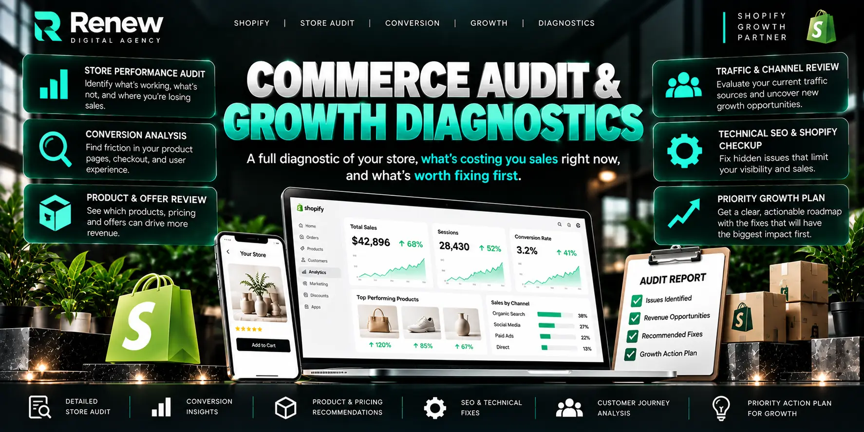 Commerce diagnostics and emerging shopping interface